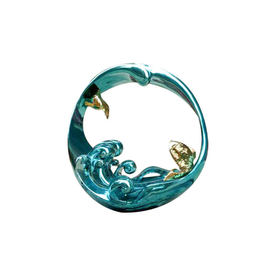Mirror Electroplating Metal Art Sculptures Green Water And Waves