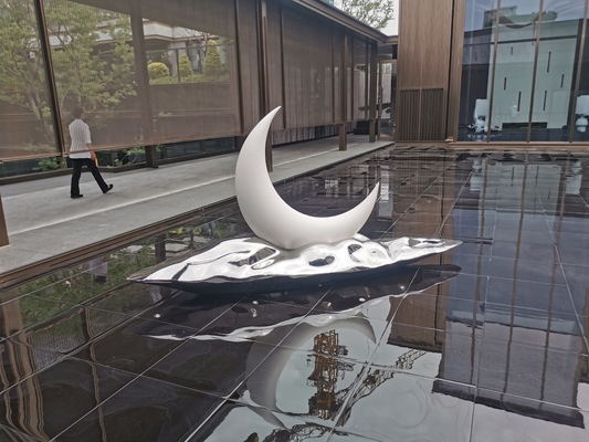 Eye Catching Metal Art Sculptures Crescent Water Feature Sculpture Made Of Composite Materials