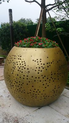 Bronzed Resin Flower Pots Surface Brushed Stainless Steel Flower Pot