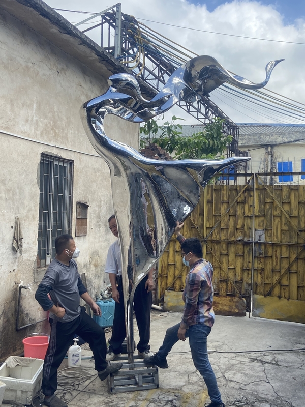 Metal Stainless Steel Abstract Sculpture Dancing Girl Outdoor Garden Furnishings