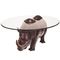 Esculturas exteriores animais da jarda da tabela de chá da resina da escultura da tabela do metal do rinoceronte